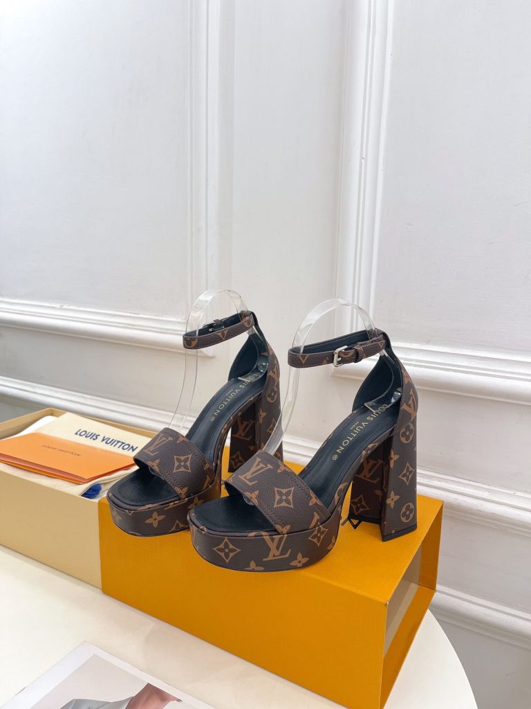 Louis Vuitton ルイヴィトン ハイヒール LVサンダル女性 厚いヒール モノグラム - 画像 7