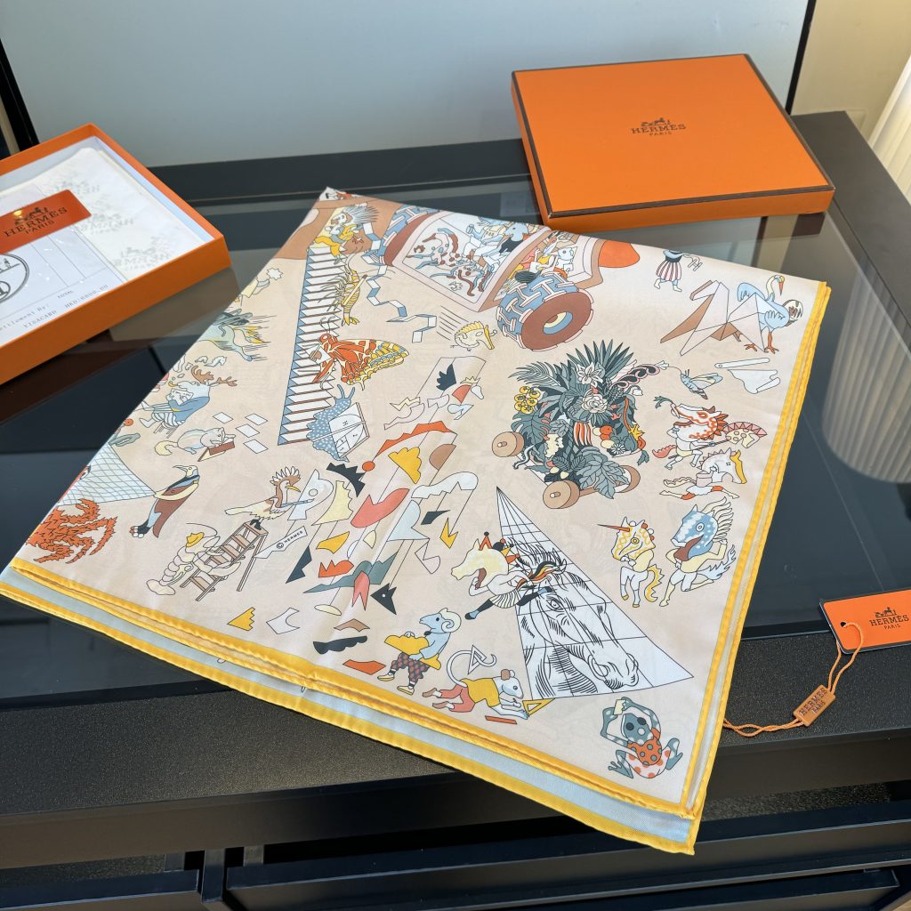 エルメス HERMES シルク アカデミア・イピカ ブラン スカーフ90 ジャン ヴェール 5色 - 画像 6