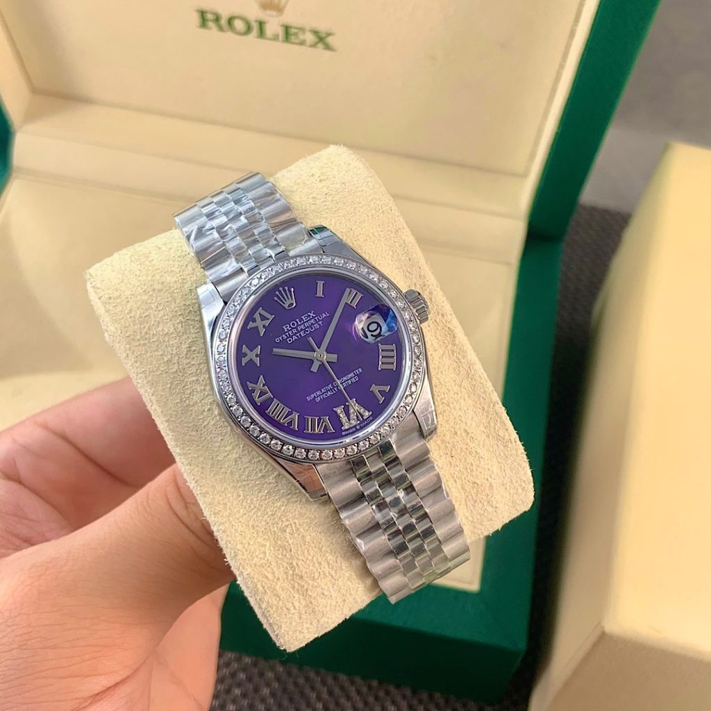 ROLEX ロレックス 日記型 腕時計 レディース 自動巻き 真鑑証明書付き パープル - 画像 2
