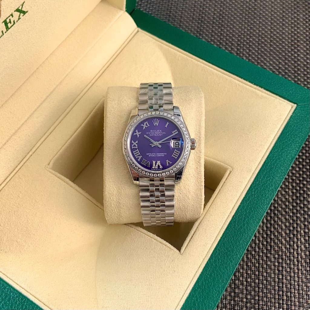 ROLEX ロレックス 日記型 腕時計 レディース 自動巻き 真鑑証明書付き パープル - 画像 4