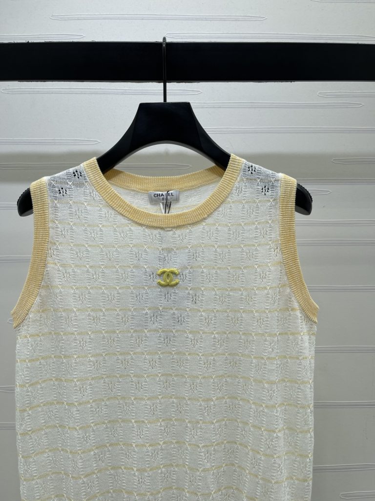 CHANEL シャネル ニット ウィメンズ レディース 通気性 丸首 ロング丈 袖なし インポート素材 全3色 - 画像 4