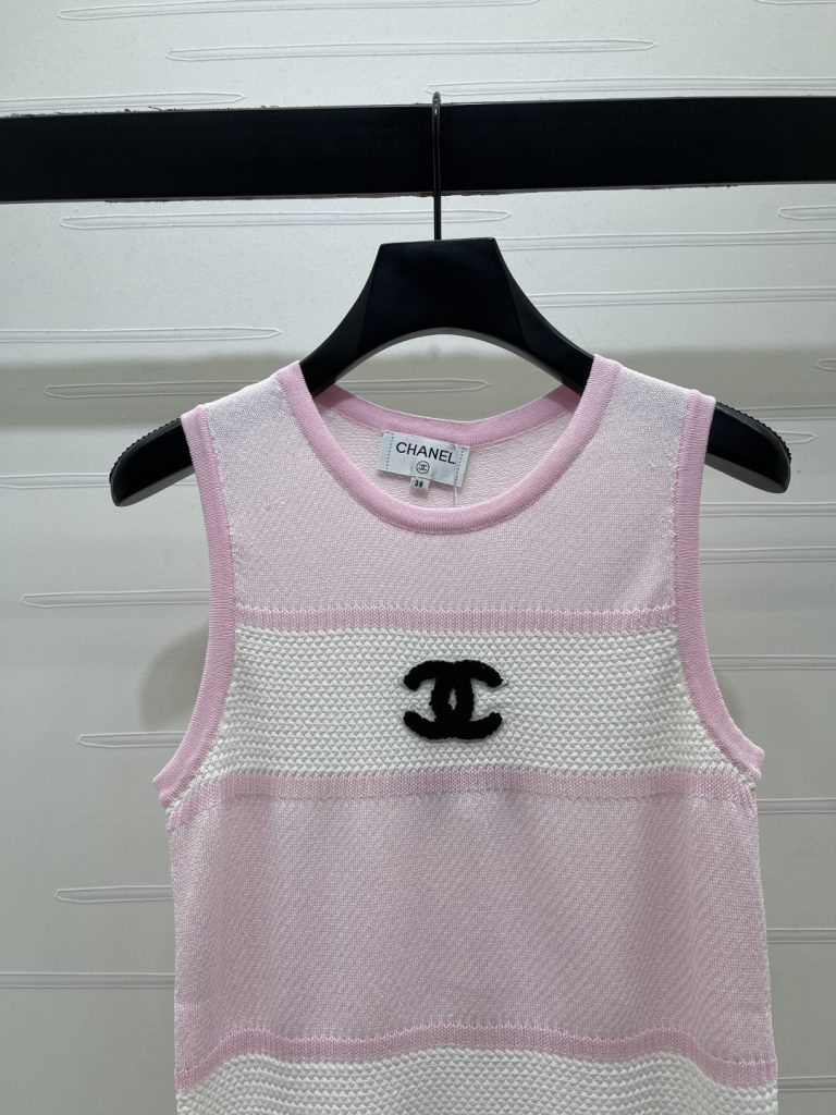 CHANEL シャネル ニット ウエストポーチ レディース ロング丈 ピンク ホワイト - 画像 3