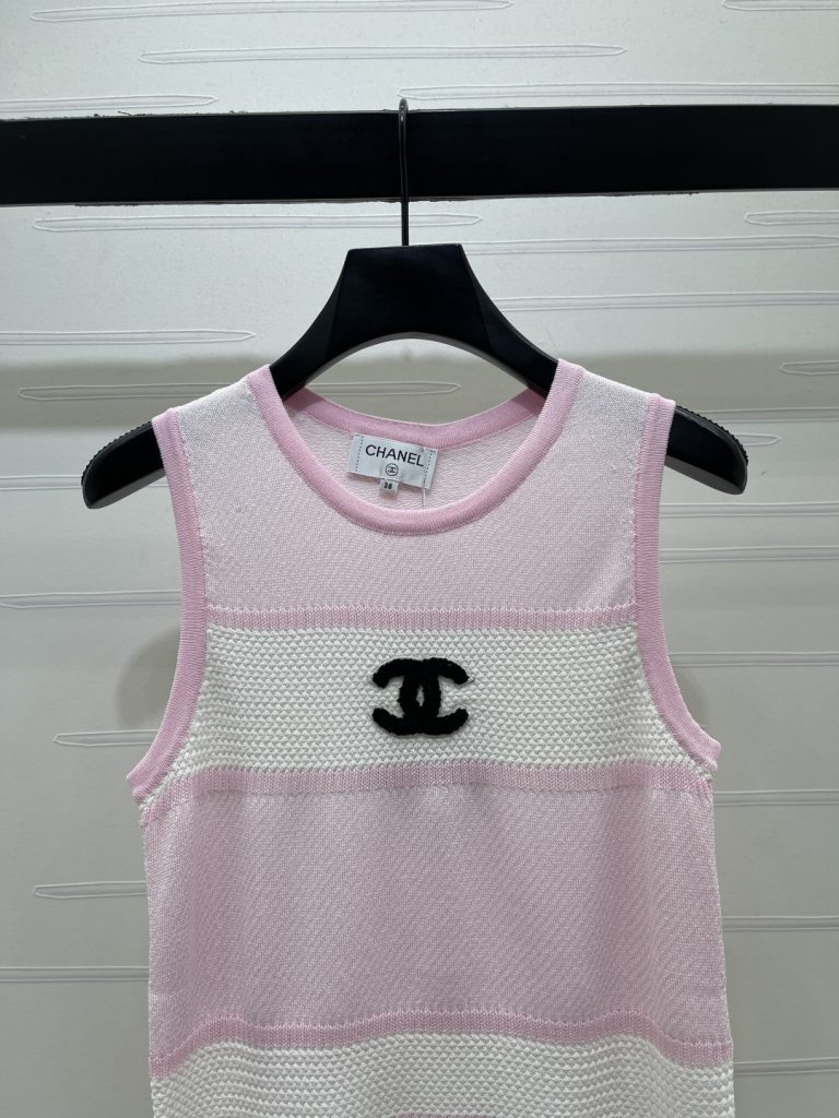 CHANEL シャネル ニット ウエストポーチ レディース ロング丈 ピンク ホワイト - 画像 4