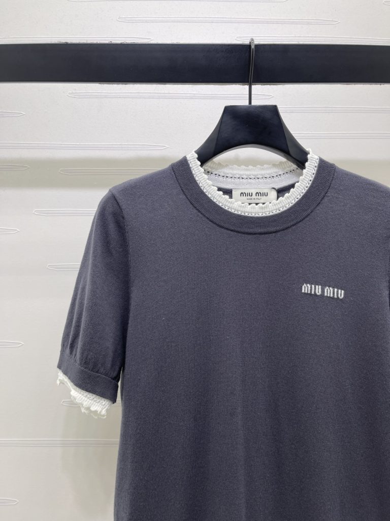 MIU MIU ミウミウ ニット Tシャツ レディース レイヤード デザイン 3色展開 - 画像 3