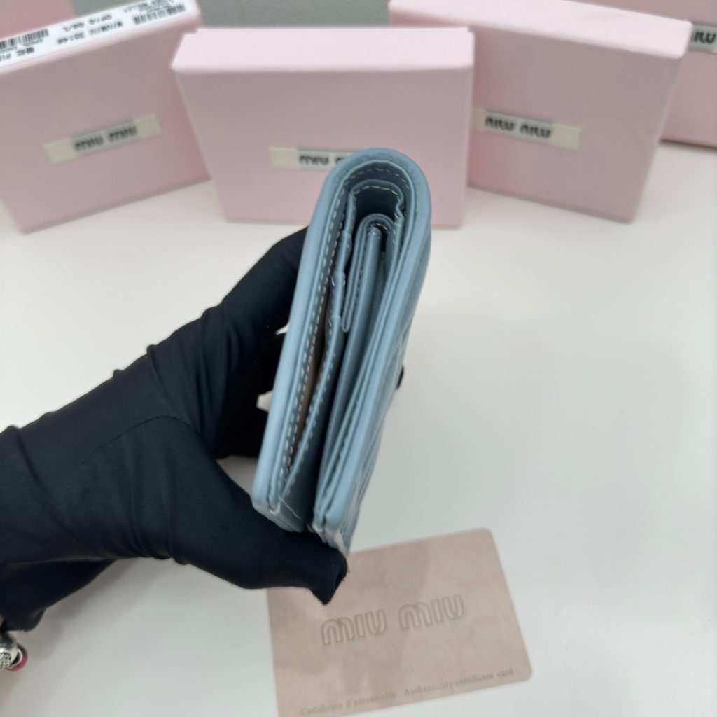 Miu Miu ミウミウ 財布 ミニウォレット ダブルジップ 3513 ブルー - 画像 5