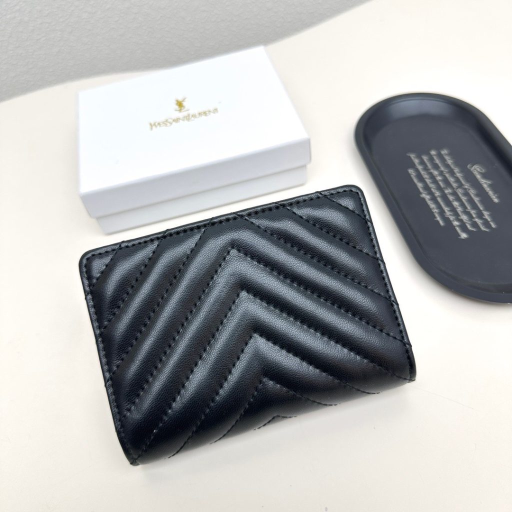 YSL イズナイアール 折り財布 ファスナー 黒 ピンク 全2色 - 画像 3