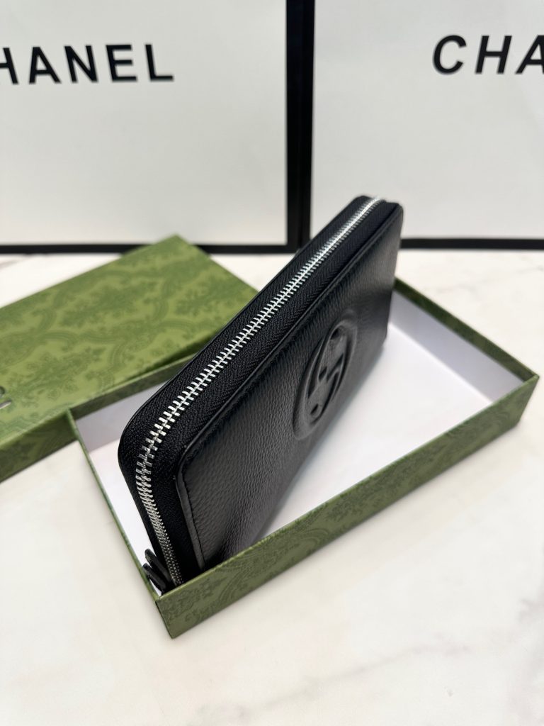 Gucci グッチ グッチ ロングジップウォレット 黒 本革仕様 21x11cm - 画像 2