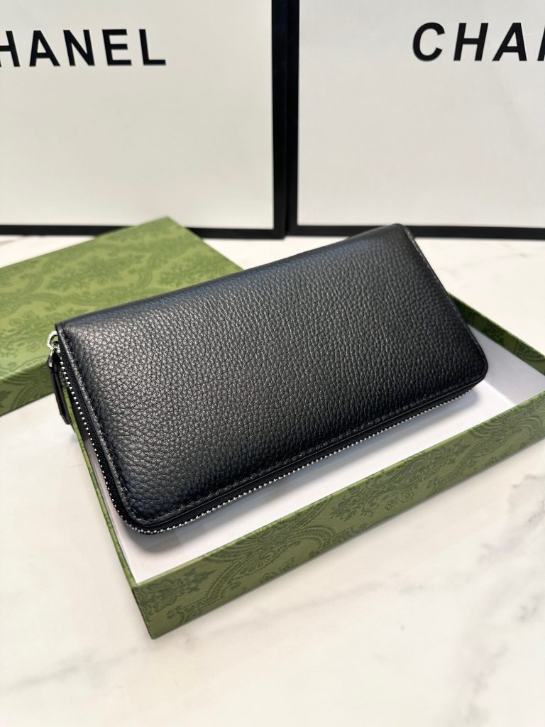 Gucci グッチ グッチ ロングジップウォレット 黒 本革仕様 21x11cm - 画像 4