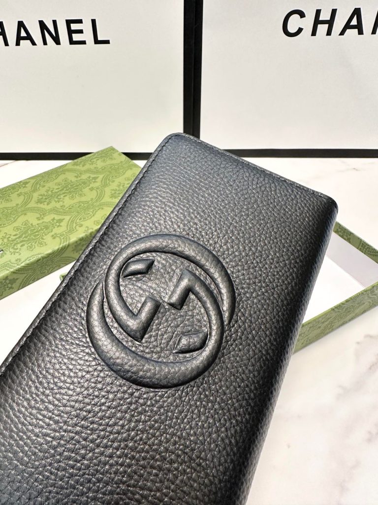 Gucci グッチ グッチ ロングジップウォレット 黒 本革仕様 21x11cm - 画像 5