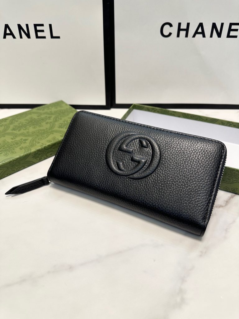 Gucci グッチ グッチ ロングジップウォレット 黒 本革仕様 21x11cm - 画像 6