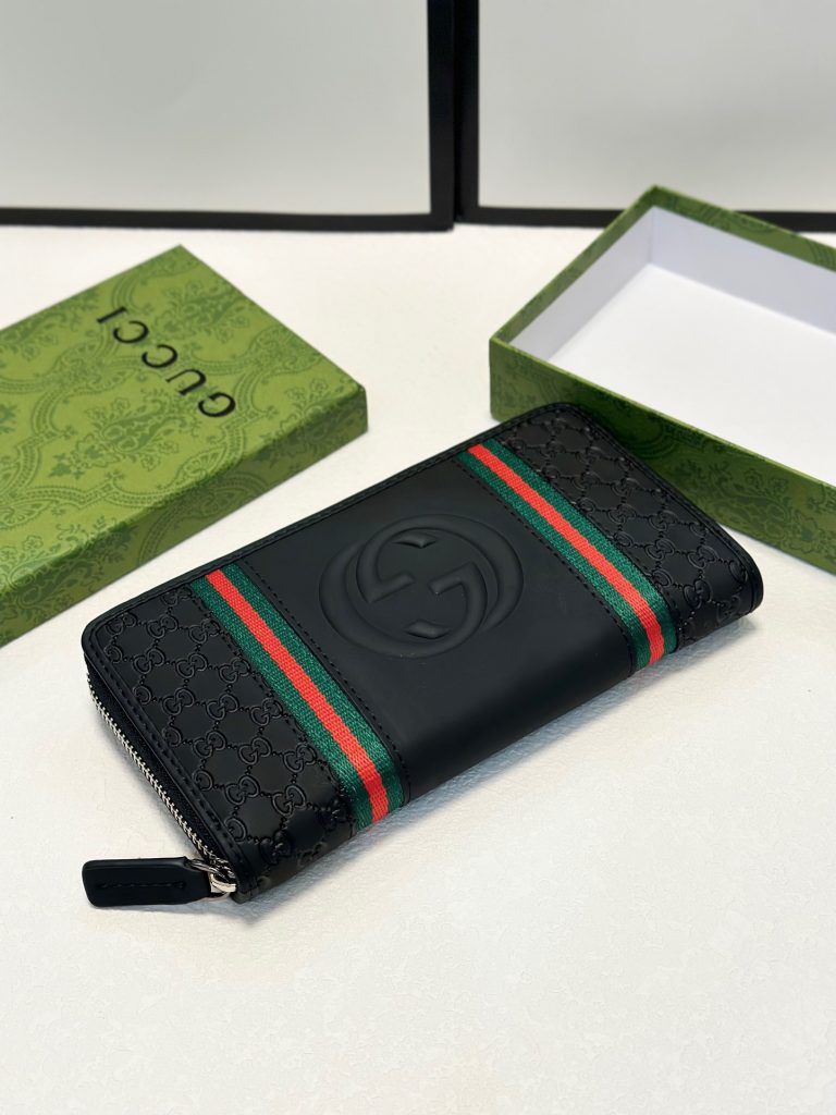 GUCCI グッチ 長財布 ロングウォレット 黒 レザーポーチ 20x10cm - 画像 8