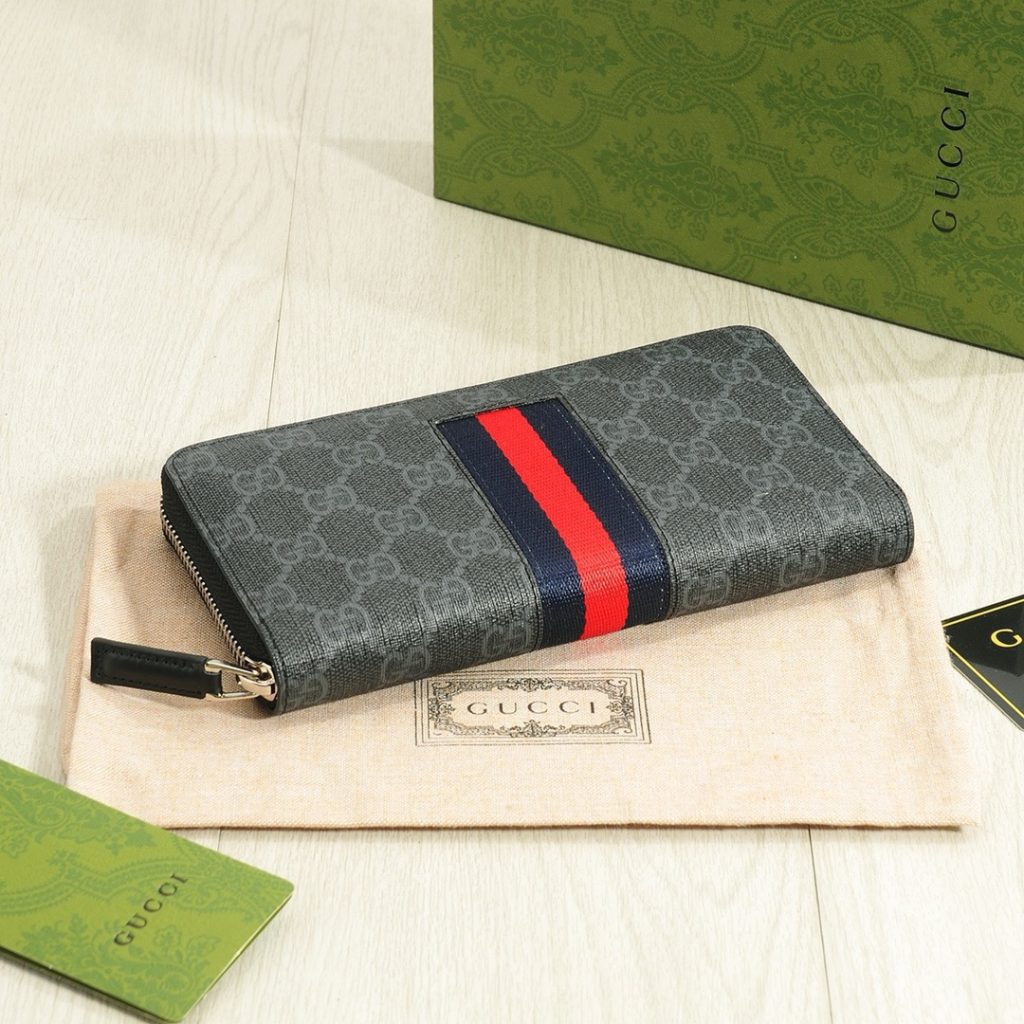 GUCCI グッチ 財布 ロングウォレット ブラック レッドストライプ 21x11cm - 画像 3