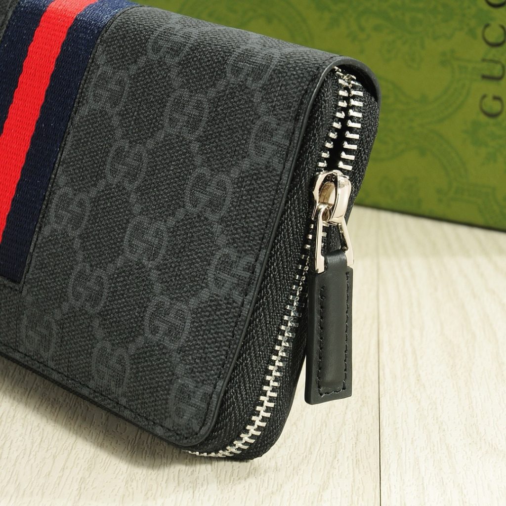 GUCCI グッチ 財布 ロングウォレット ブラック レッドストライプ 21x11cm - 画像 6
