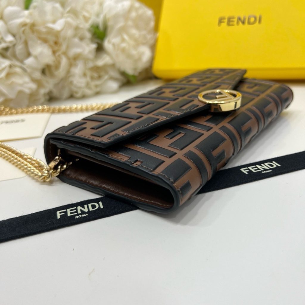 FENDI フェンディ コピー ポーチ バッグ チェーン付き スーパーコピー 黒ブラウン - 画像 6