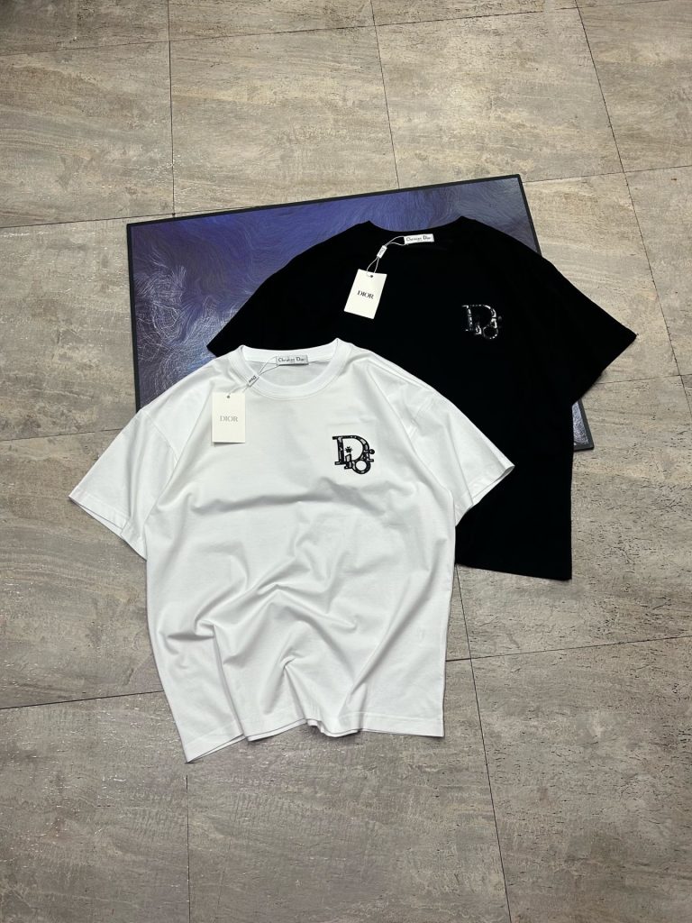 Dior コピー ロゴ刺繍 半袖Tシャツ メンズ レディース 2色展開 白 黒 - 画像 3