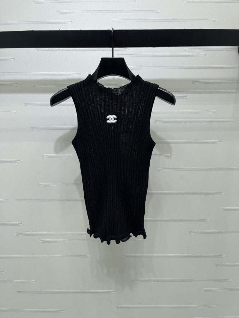 CHANEL コピー ニット ベスト ロゴデザイン フリル シルエット 2色展開