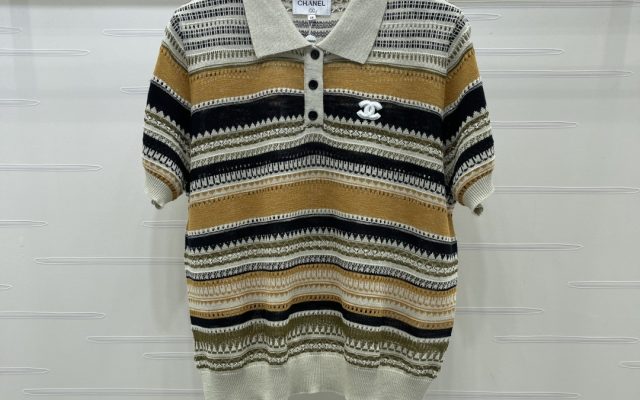 CHANEL ニット ポロシャツ コピー レディース ロゴ柄 リブ衿 通勤 通学 カラーブロック