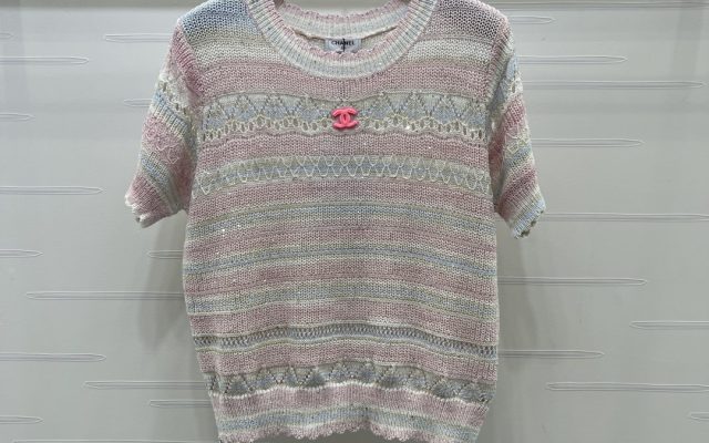 CHANEL ニット Tシャツ コピー 珠片 ロゴ刺繍 レディース ミニ プリント 全3色 - 画像 1
