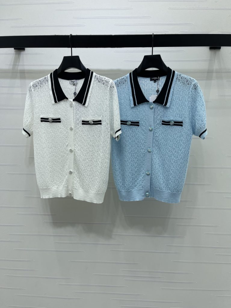 CHANEL ニットシャツ 半開襟 ポロカラータイプ 翻領 半袖 ニット 半袖シャツ ポケッ…｜季節の変わり目で使いやすいファッションアイ…