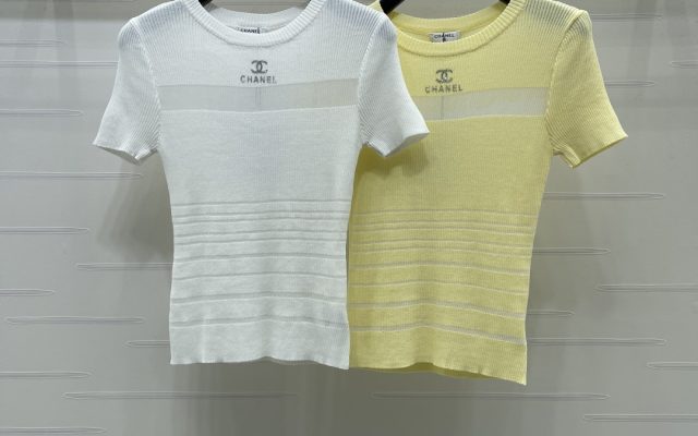 CHANEL コピー ニット Tシャツ ロゴ入り 通気性 女性用 ワンピース ファッション 2色展開 - 画像 1