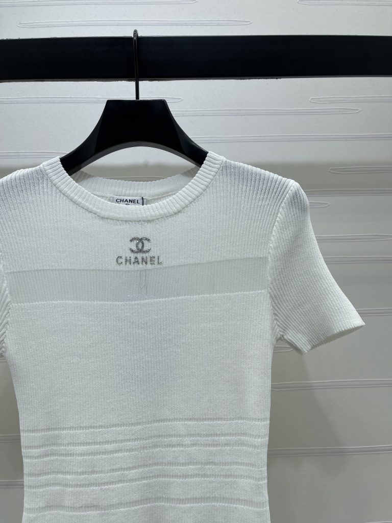 CHANEL コピー ニット Tシャツ ロゴ入り 通気性 女性用 ワンピース ファッション 2色展開 - 画像 3