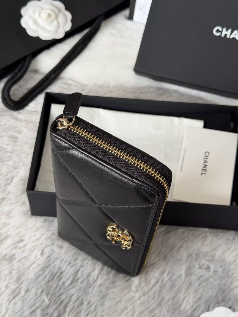 CHANEL シャネル19 CHANEL19 ディズヌフ ロングジップウォレット ファスナー長財布 チェーン ココマーク 財布 ブラック - 画像 5