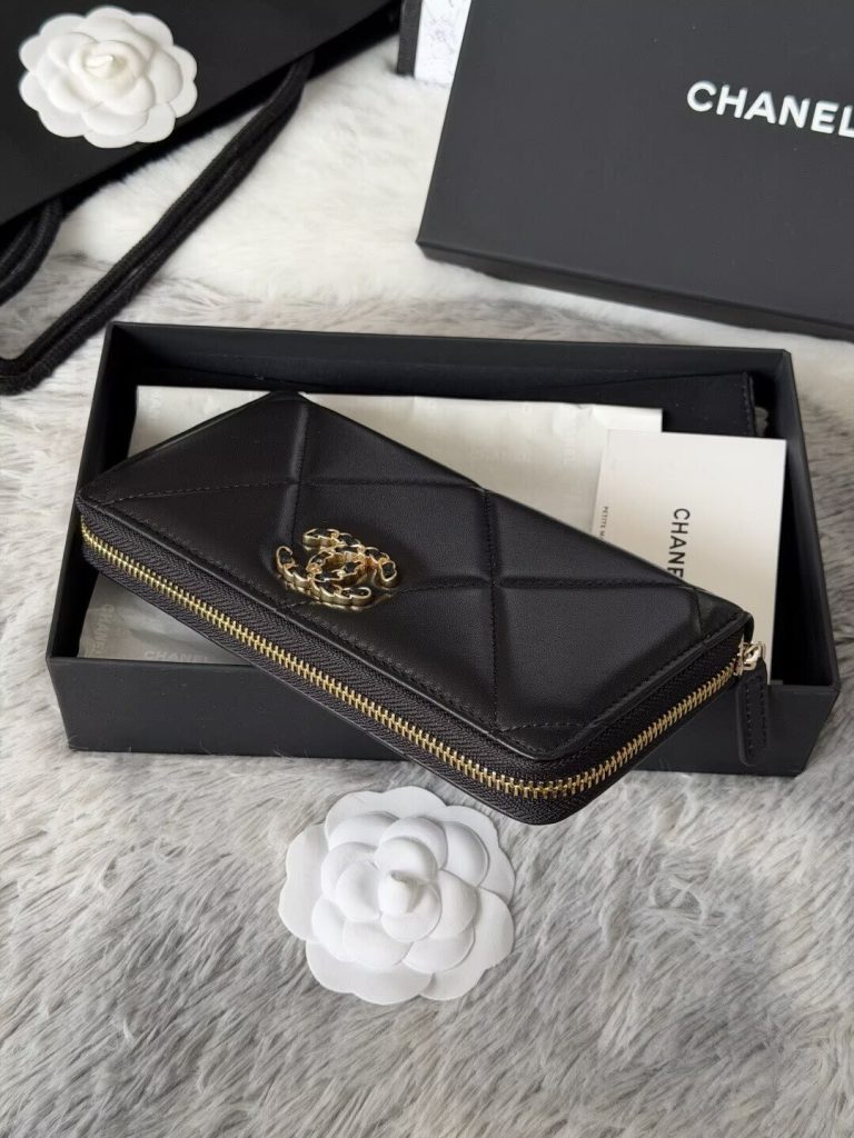 CHANEL シャネル19 CHANEL19 ディズヌフ ロングジップウォレット ファスナー長財布 チェーン ココマーク 財布 ブラック - 画像 4