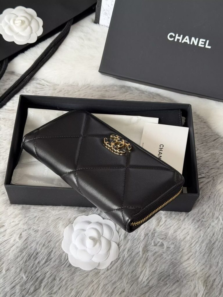 CHANEL シャネル19 CHANEL19 ディズヌフ ロングジップウォレット ファスナー長財布 チェーン ココマーク 財布 ブラック - 画像 3