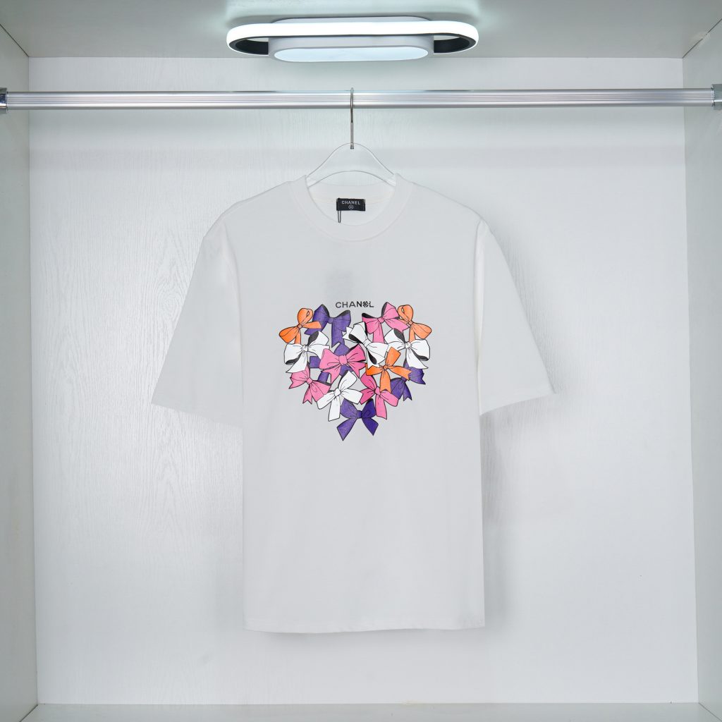 シャネル　CHANEL　半袖Ｔシャツ　夏　プリントシャツ　Tshirt　レディース　メンズ　クルーネックTシャツ　3色 - 画像 2
