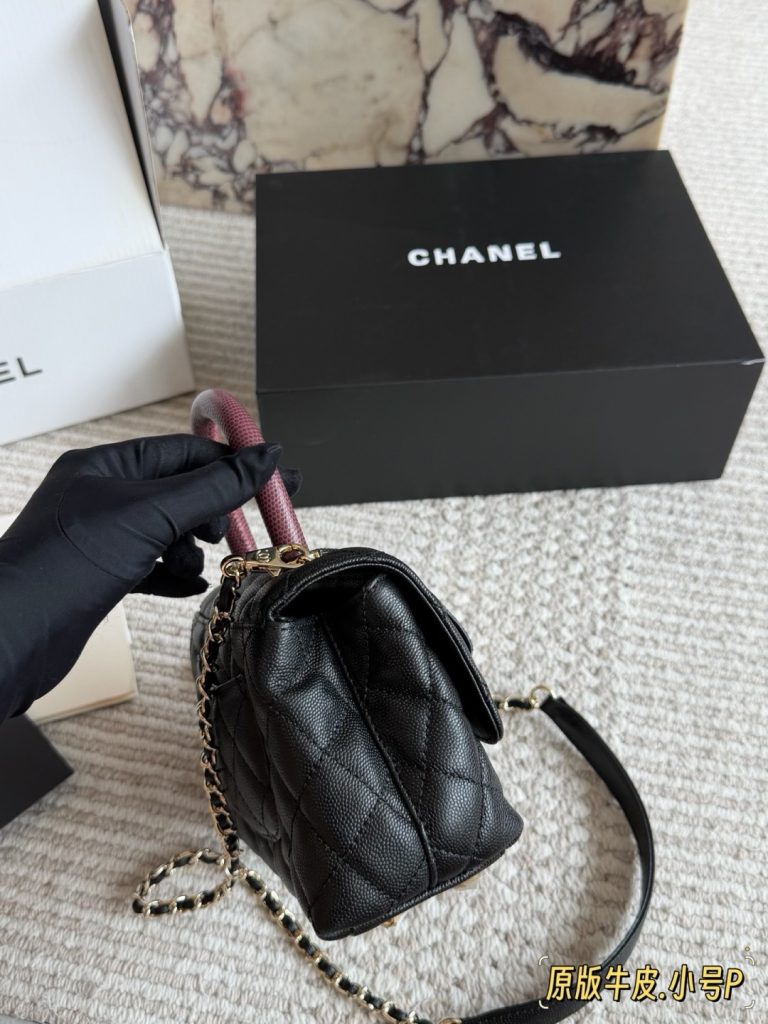 CHANEL ハンドル付きハンドバッグ 黒 2WAYチェーン レザー|買い物の日に素材感を予算内で見る - 商品画像 7