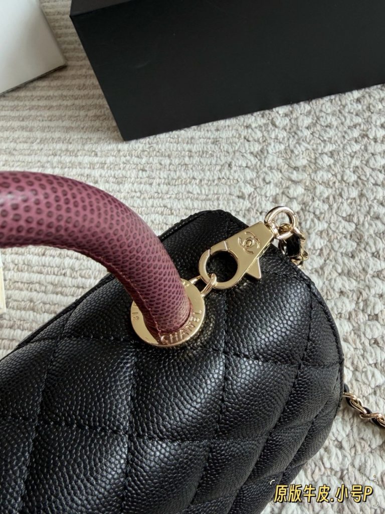 CHANEL ハンドル付きハンドバッグ 黒 2WAYチェーン レザー|買い物の日に素材感を予算内で見る - 商品画像 8
