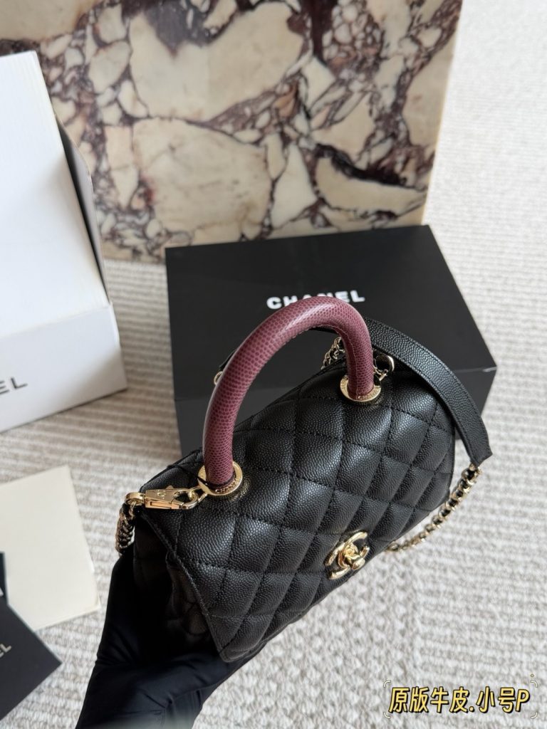 CHANEL ハンドル付きハンドバッグ 黒 2WAYチェーン レザー|買い物の日に素材感を予算内で見る - 商品画像 6