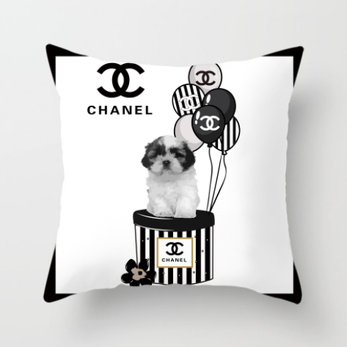 CHANEL　シャネル　クッションカバー　クッション中身あり　シャネルリネン生地カバー/ベルベット生地カバー　背当て - 画像 5