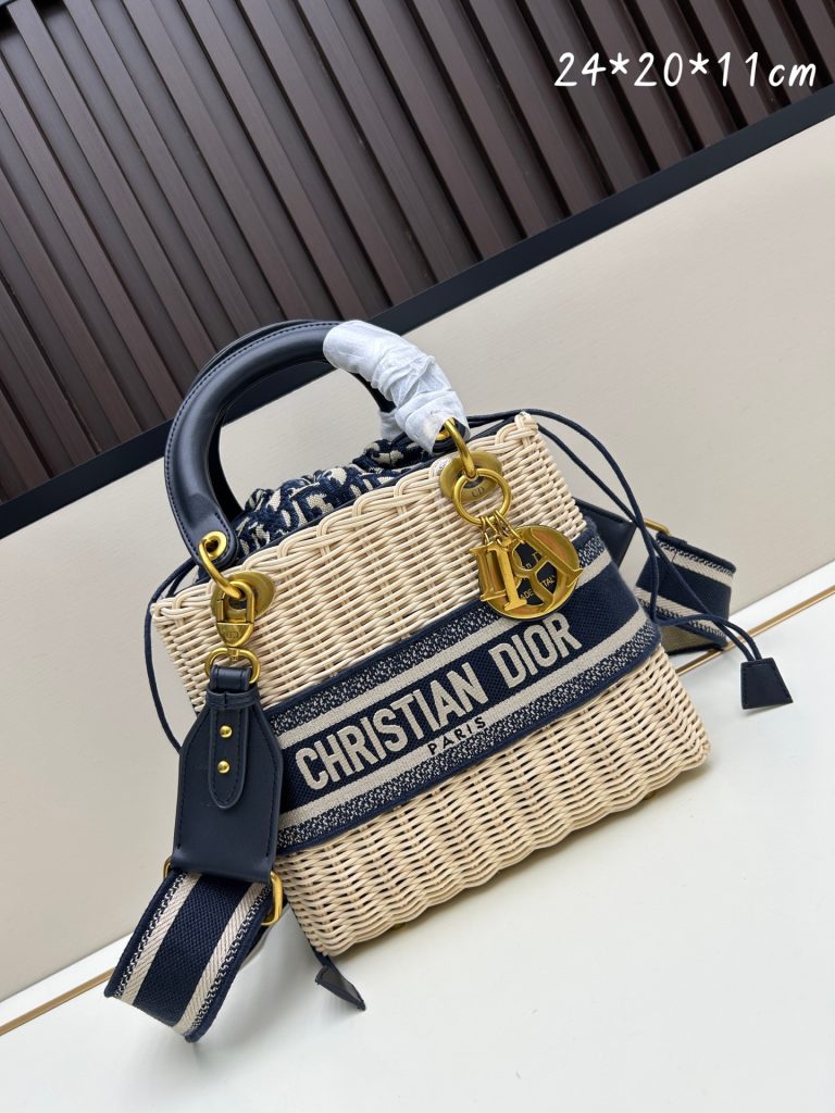 ディオール　Dior　刺繍ロゴ　LADY DIOR　かごバッグ　バスケットバッグ　2WAY　トートバッグ　レディース　ショルダーバッグ　2色 - 画像 2
