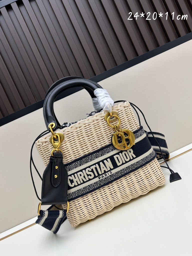 ディオール　Dior　刺繍ロゴ　LADY DIOR　かごバッグ　バスケットバッグ　2WAY　トートバッグ　レディース　ショルダーバッグ　2色 - 画像 3