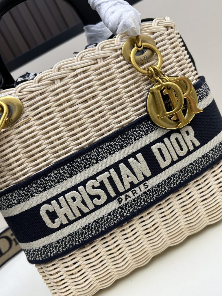 ディオール　Dior　刺繍ロゴ　LADY DIOR　かごバッグ　バスケットバッグ　2WAY　トートバッグ　レディース　ショルダーバッグ　2色 - 画像 6