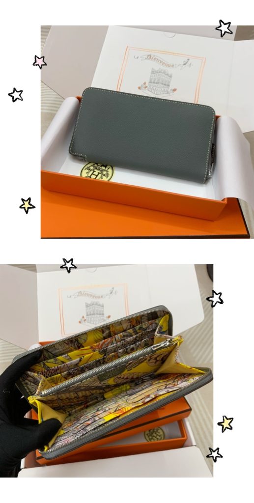新色!!入荷　Hermes　エルメス　シンプル長財布　アザップ ロング シルクイン　札入れ　小銭入れ　ラウンドファスナー　ヴォーエプソン - 画像 6