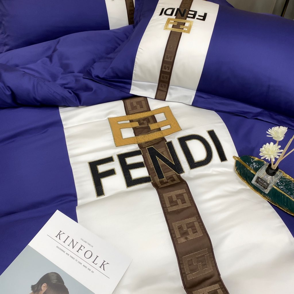 FENDI　フェンディ掛け布団カバー4点セット　布団カバー/ボックスシーツ/ピローケース　ダブルサイズ/キングサイズ - 画像 5