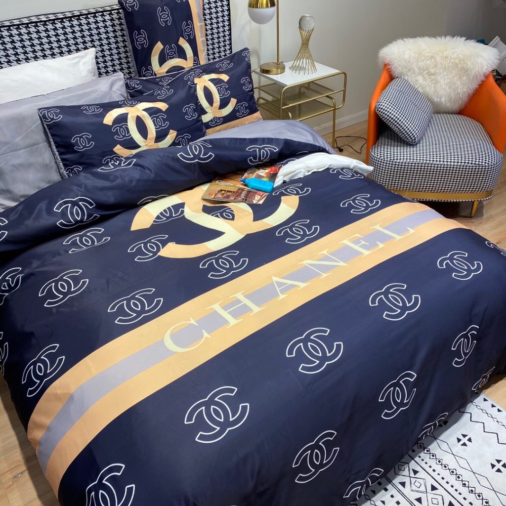 シルク生地　掛け布団カバーセット4点　ダブルサイズ/キングサイズ すべすべベッドカバー　シャネルCHANEL　カメリア　4色 - 画像 8