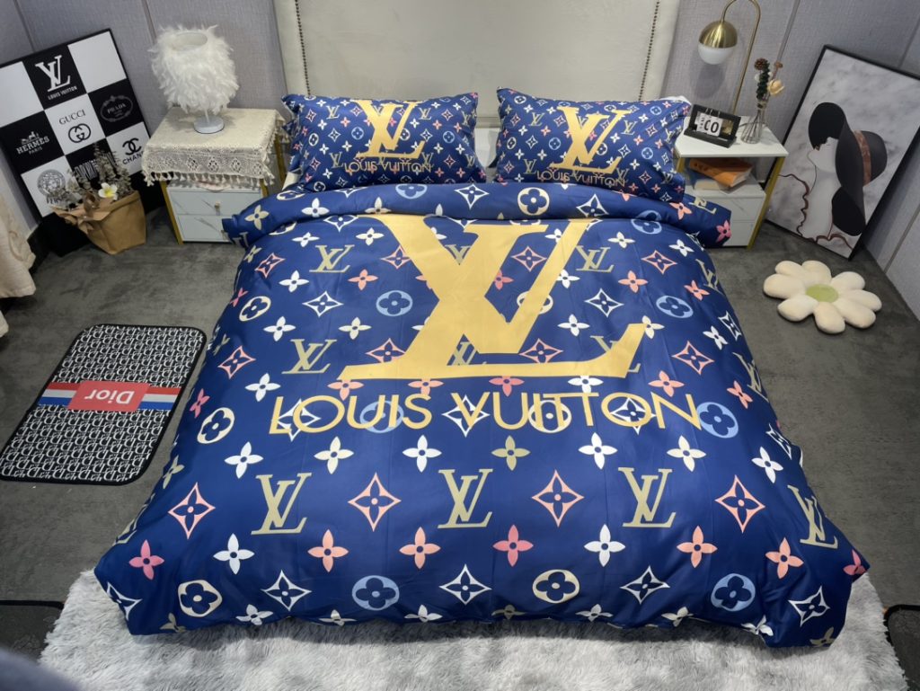 ルイヴィトン　掛け布団カバーセット　LOUIS VUITTON布団カバー4点セット　妙趣の絵柄寝具ベッド用品夏3色　心地よい - 画像 7