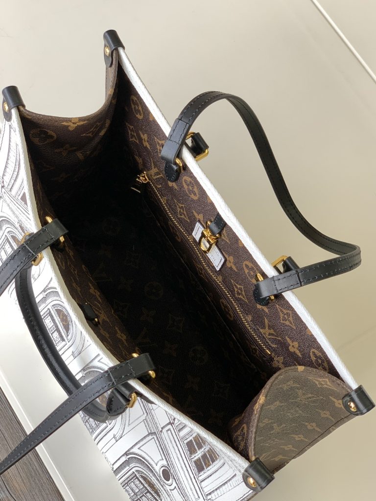 新作LOUIS VUITTONルイヴィトン　オンザゴー MM　モノグラム　ゴールド金具　ハンドバッグ　ホワイト&ブラウン - 画像 5