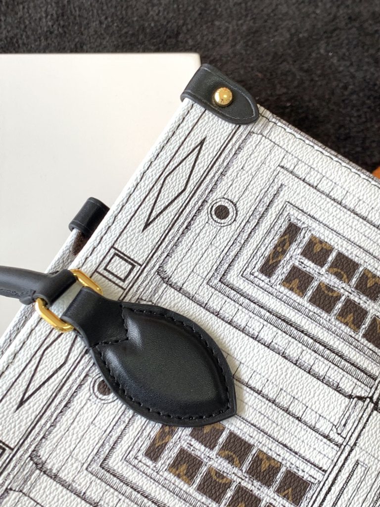 新作LOUIS VUITTONルイヴィトン　オンザゴー MM　モノグラム　ゴールド金具　ハンドバッグ　ホワイト&ブラウン - 画像 2