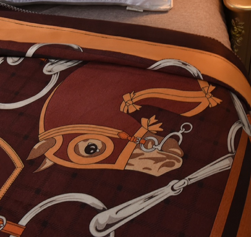 Hermes　エルメス　もこもこうまブランケット　Hマーク　プレゼント 秋冬　毛布 掛け毛布 - 画像 2