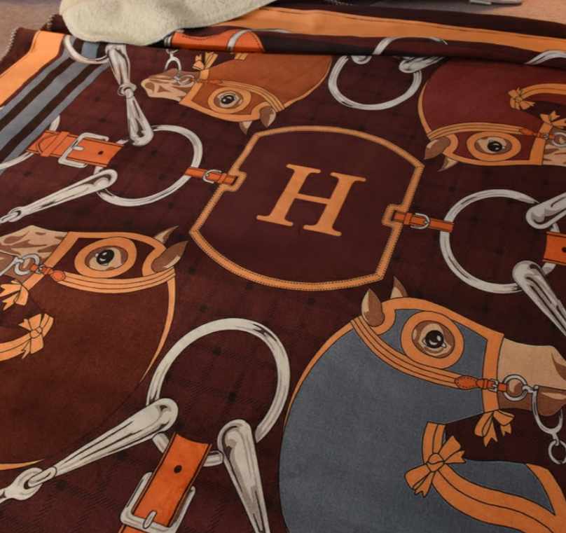 Hermes　エルメス　もこもこうまブランケット　Hマーク　プレゼント 秋冬　毛布 掛け毛布 - 画像 3