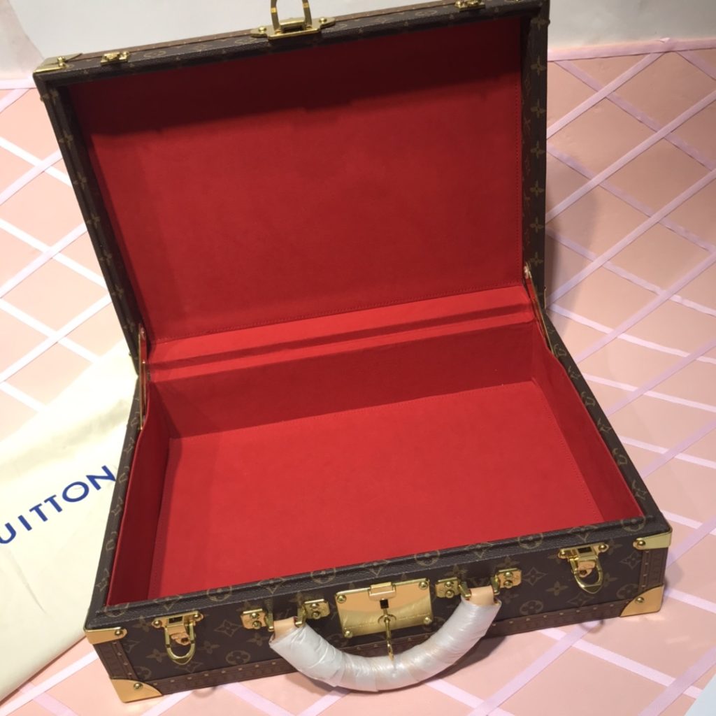 【ルイヴィトン】ミニトランク 小物収納ボックス モノグラム帆布 樹膏牛革ハンドル ヴィンテージ風 高級感のある逸品 - 画像 4