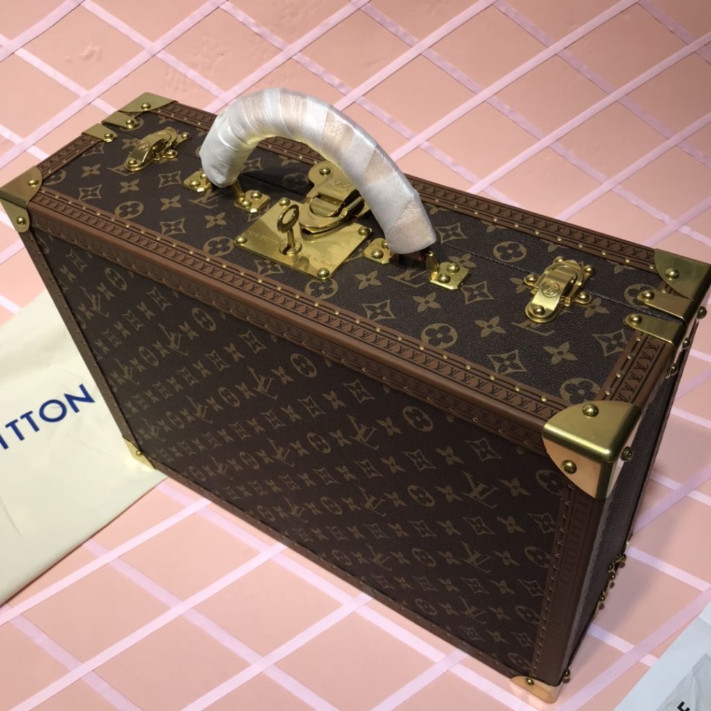 【ルイヴィトン】ミニトランク 小物収納ボックス モノグラム帆布 樹膏牛革ハンドル ヴィンテージ風 高級感のある逸品 - 画像 6