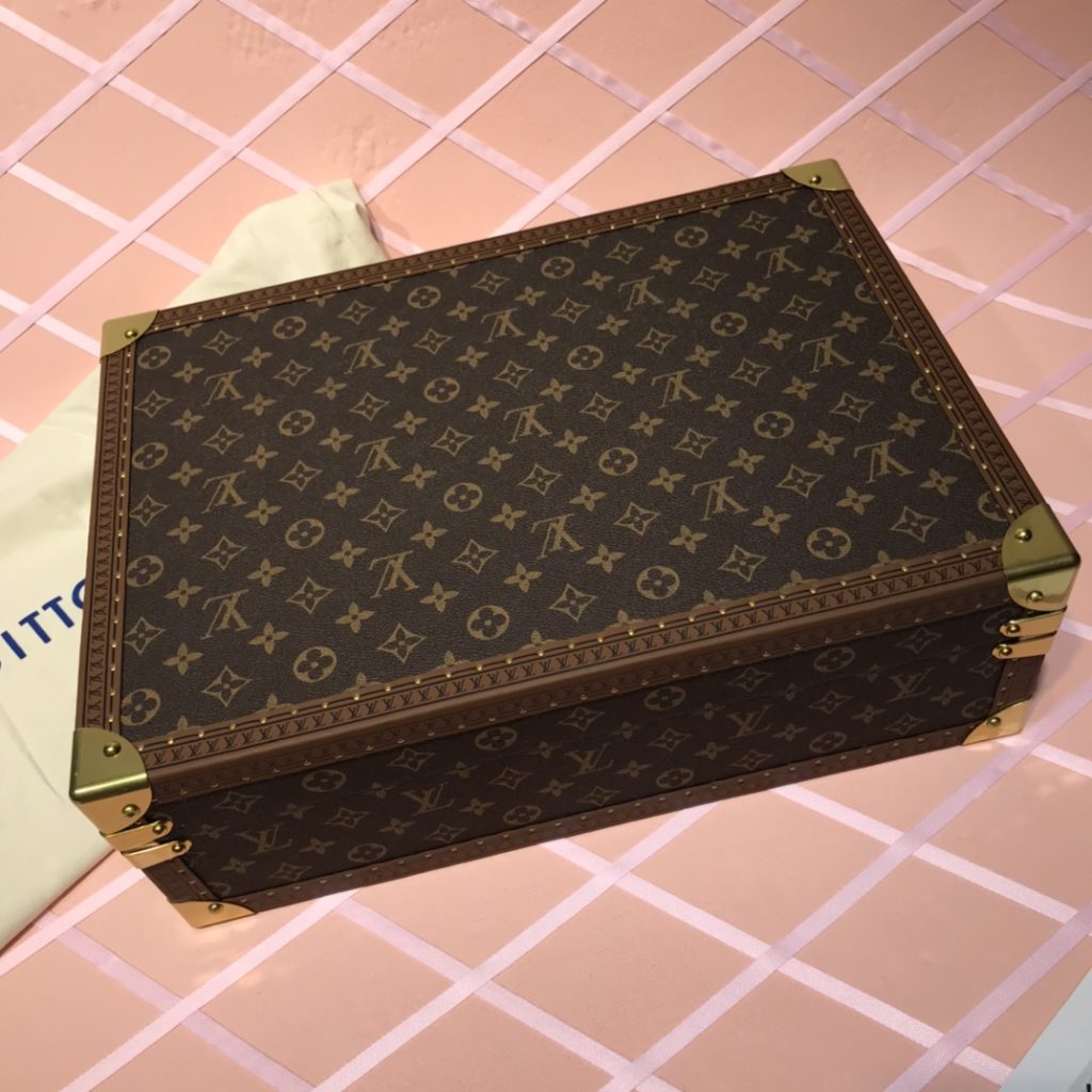 【ルイヴィトン】ミニトランク 小物収納ボックス モノグラム帆布 樹膏牛革ハンドル ヴィンテージ風 高級感のある逸品 - 画像 8