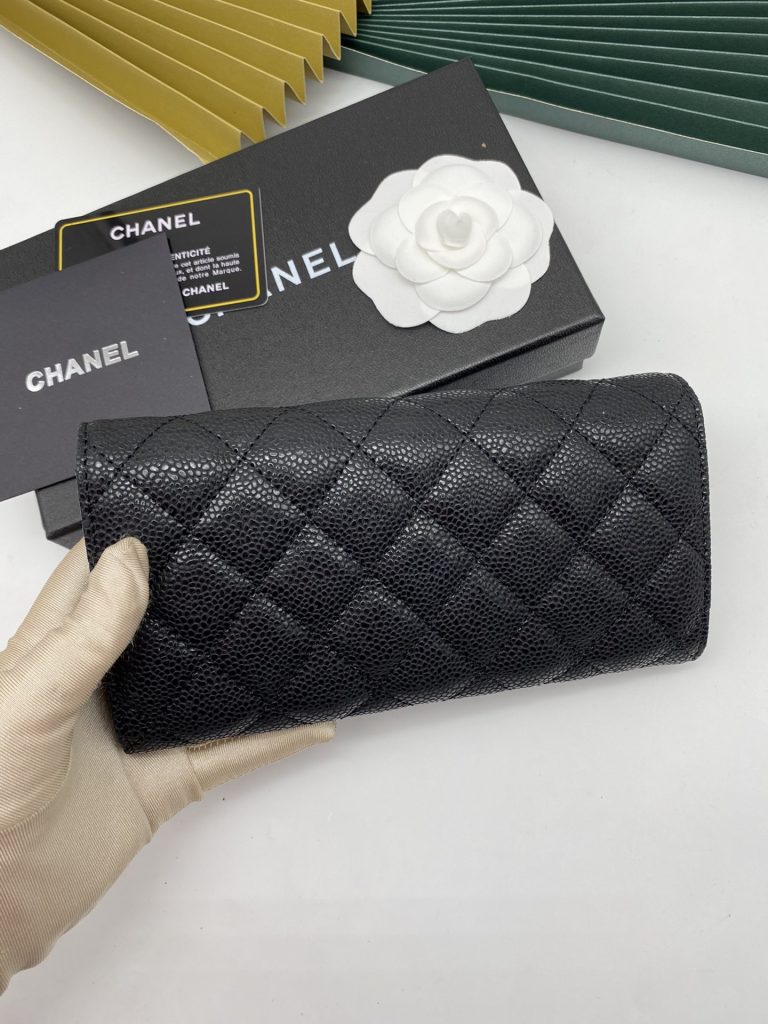 【シャネル】キャビアスキン 長財布 ココマーク金具 上品なブラックのレディースウォレット - 画像 7
