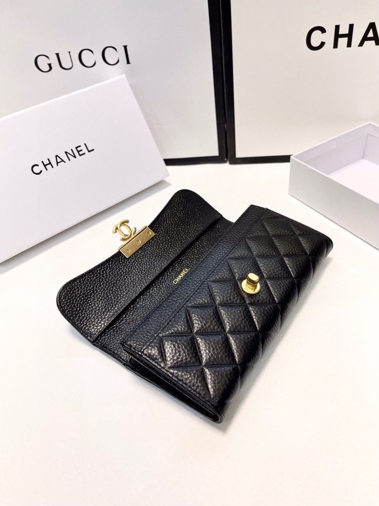 【シャネル】キャビアスキン ラウンドファスナー長財布 ココマーク金具 上品なブラックのレディースウォレット - 画像 8