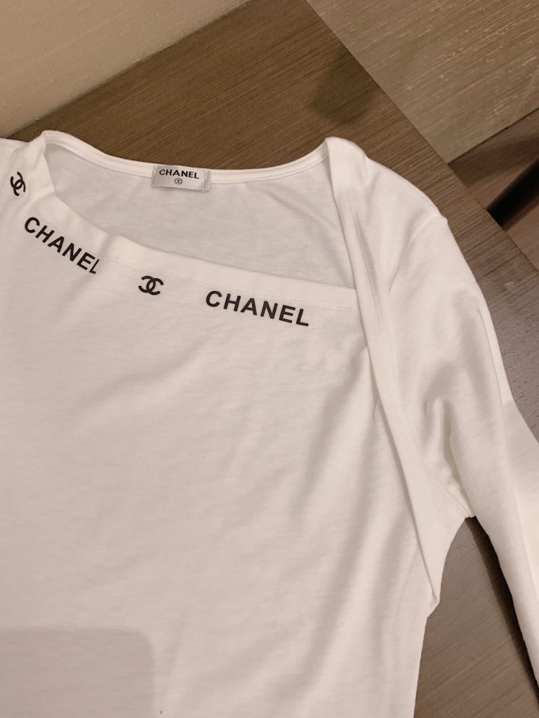 香奈儿風ロングTシャツ 2色入 - 画像 7